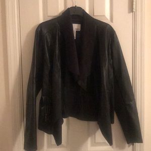 Faux leather BAR III jacket with suede collar